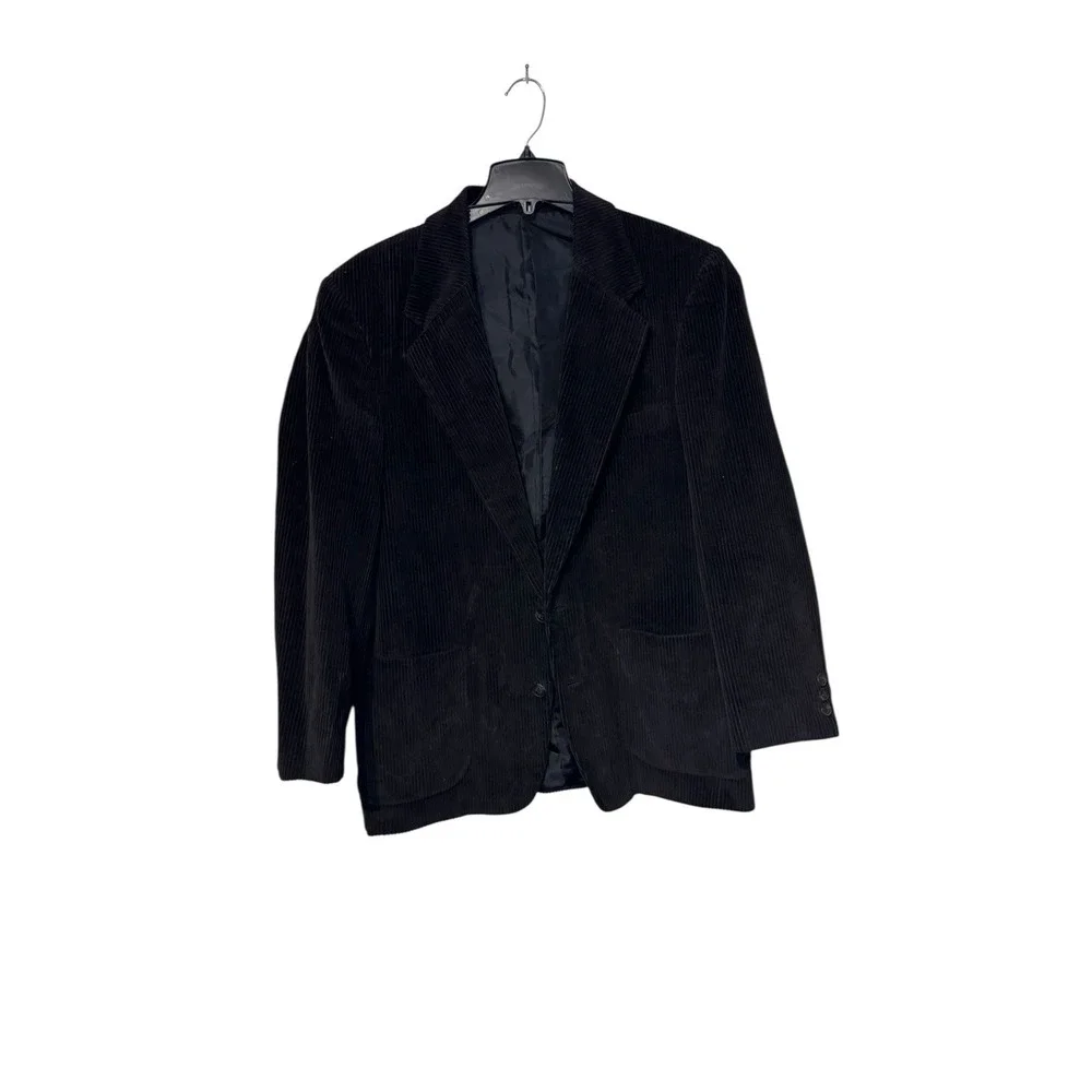 Member's Only Men Blazer Vintage Corduroy 2-Button Ventless Lined Black 40R